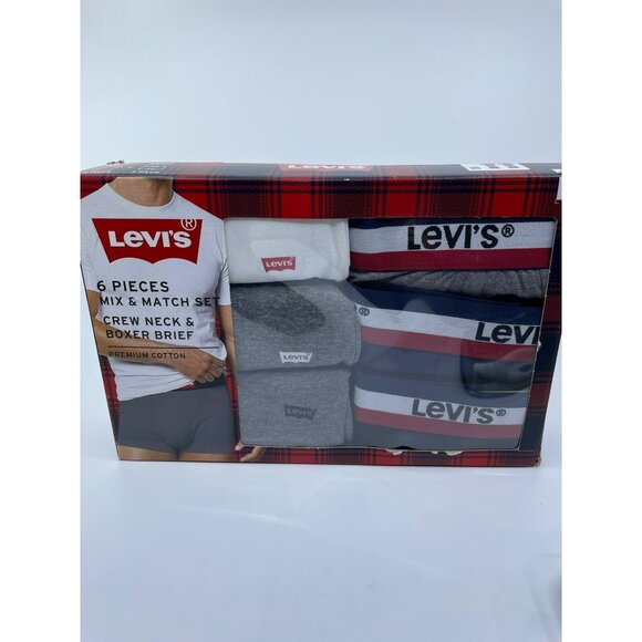 Levis Mix & Match 6-Piece Set Crew Neck & Boxer Brief L Premium Cotton - Picture 1 of 4